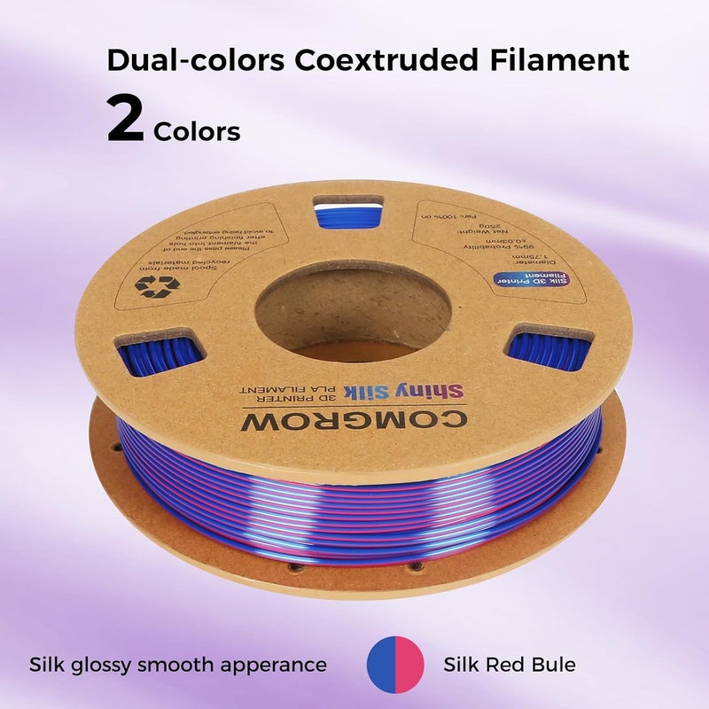 Comgrow Silk Shiny Rainbow Multi-Color 3D Printer Filament, 3D Printing Materials Silk PLA 1.75mm, 3D Printing Filament +/-0.02mm, 250g X 4 Spool - Image 4